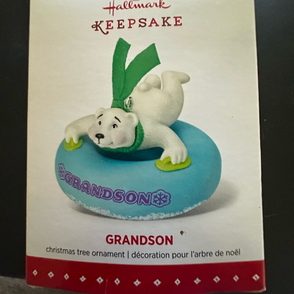 Hallmark Keepsake Grandson Polar Bear Ornament - Blue and Green
